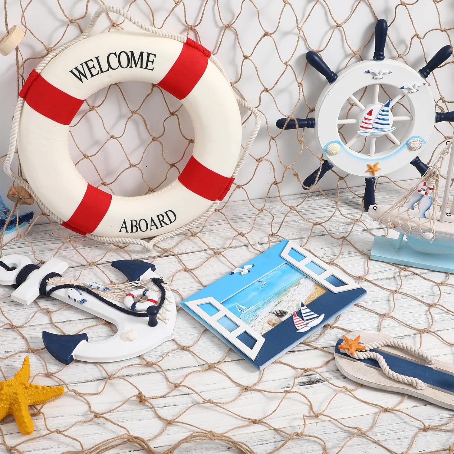 WINOMO Decorative Fishing Net Decor Natural Fish Net Party Decoration Fish Net Decoration for Wall Home Decoration Photographing Accessory, 80x40 inch