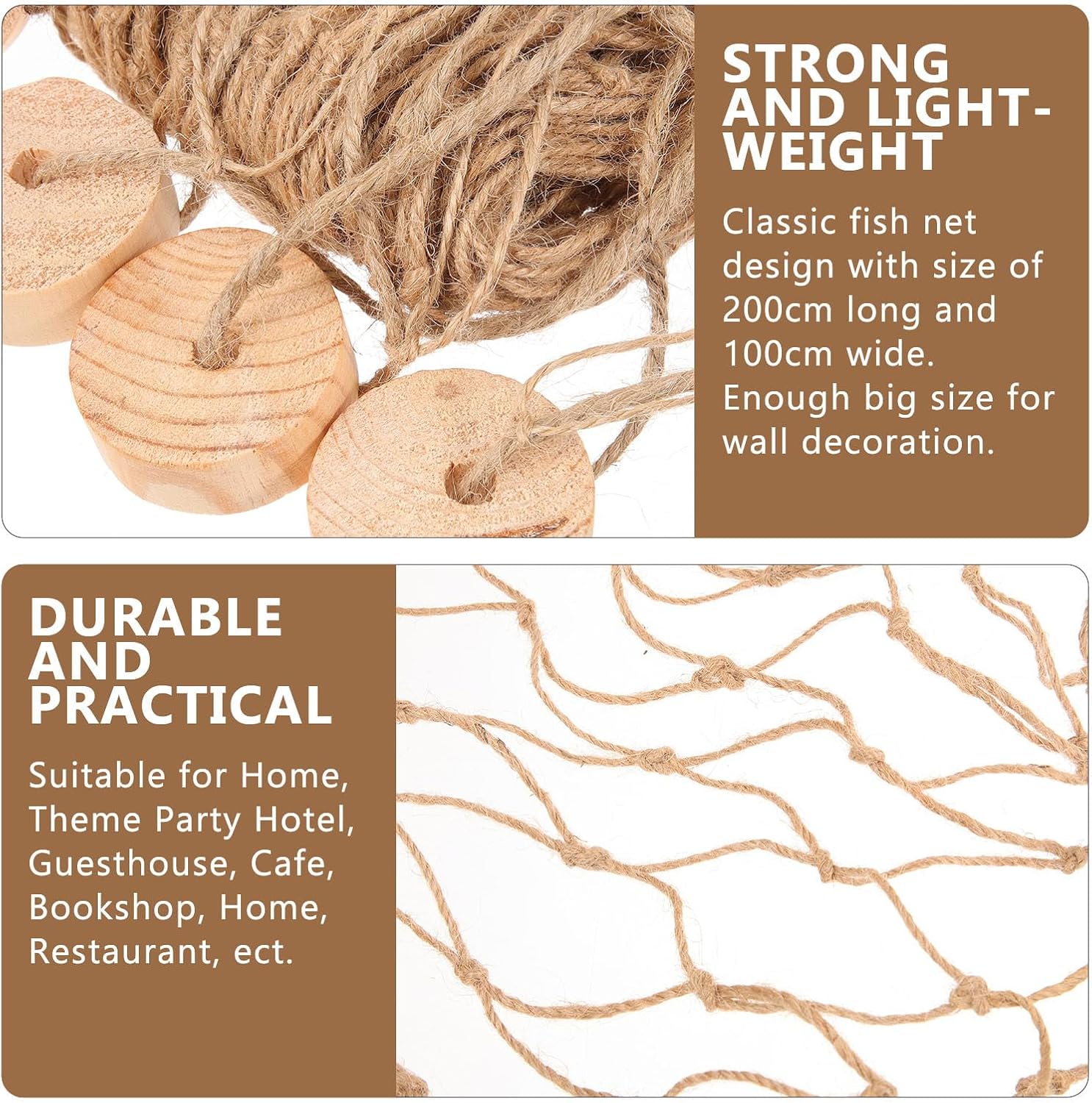 WINOMO Decorative Fishing Net Decor Natural Fish Net Party Decoration Fish Net Decoration for Wall Home Decoration Photographing Accessory, 80x40 inch